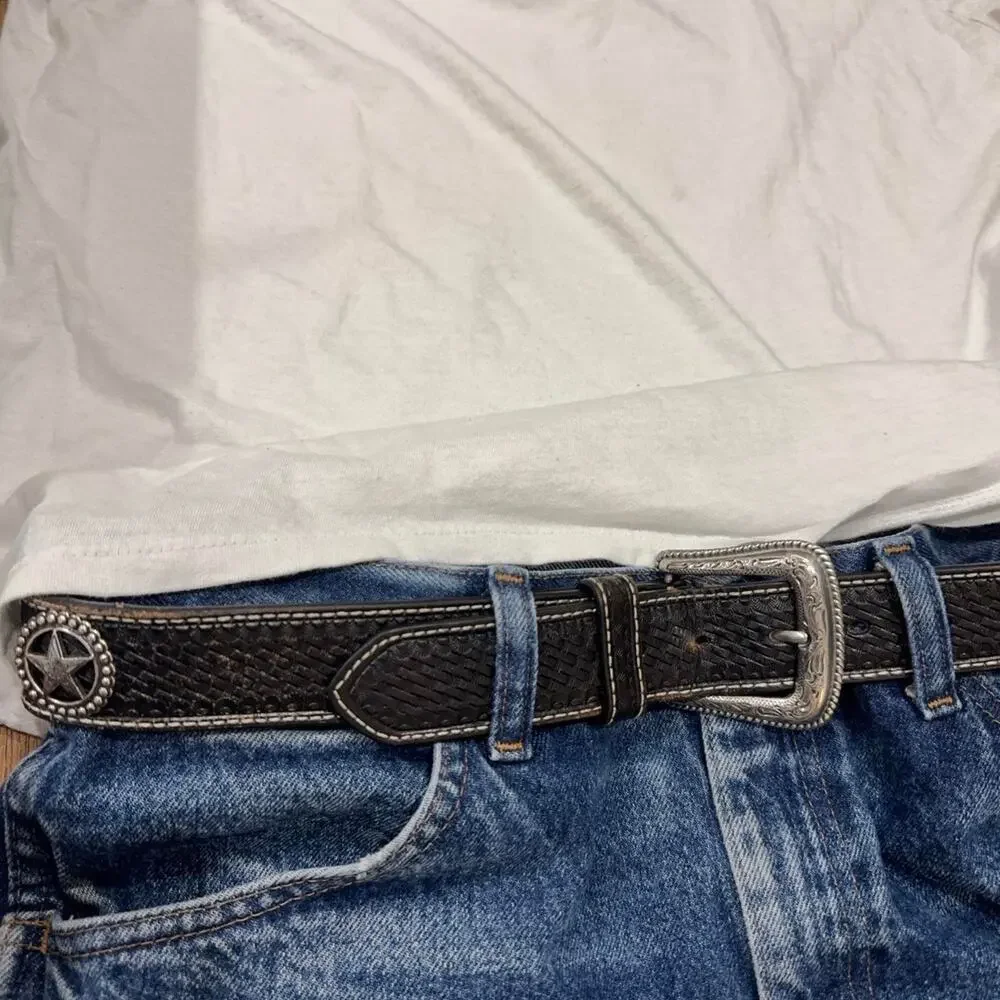 Vintage western leather belt black